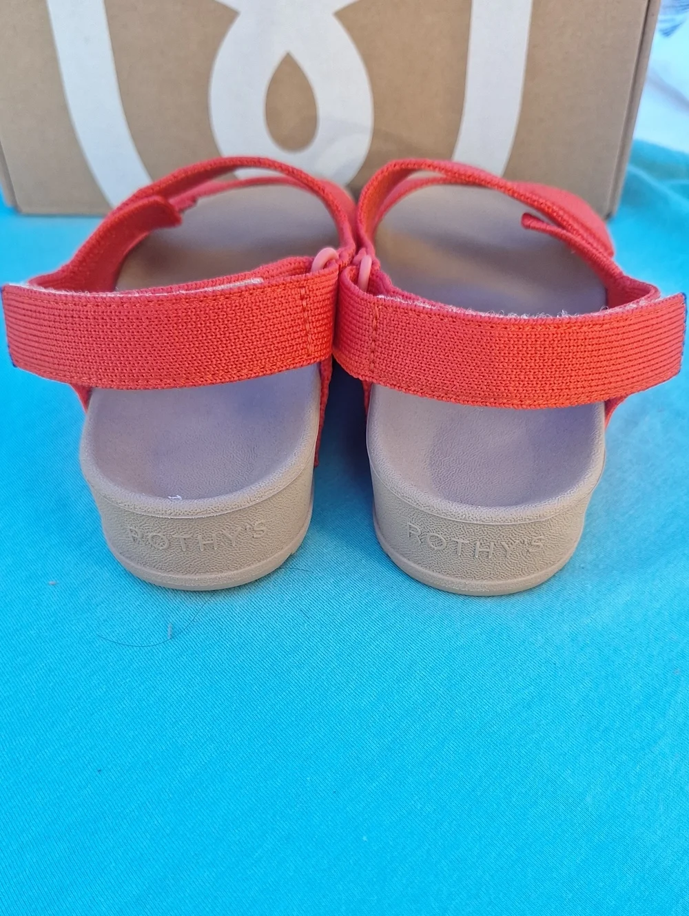 Rothy's Kids Coral-Red Adjustable-Strap Sandals